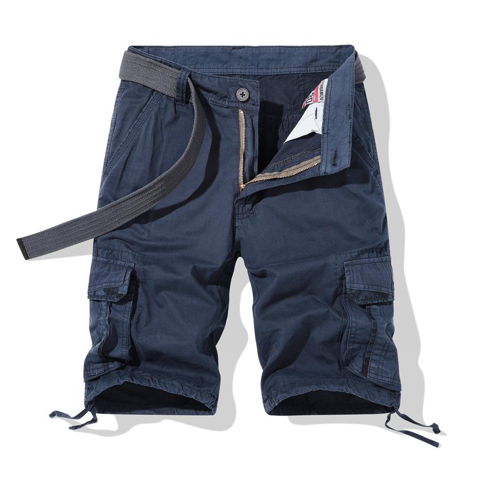 Men's Casual Cargo Shorts Multi-Pocket Cotton Work Shorts Outdoor Hiking Shorts Summer Loose Fit Tactical Knee Length Trousers
