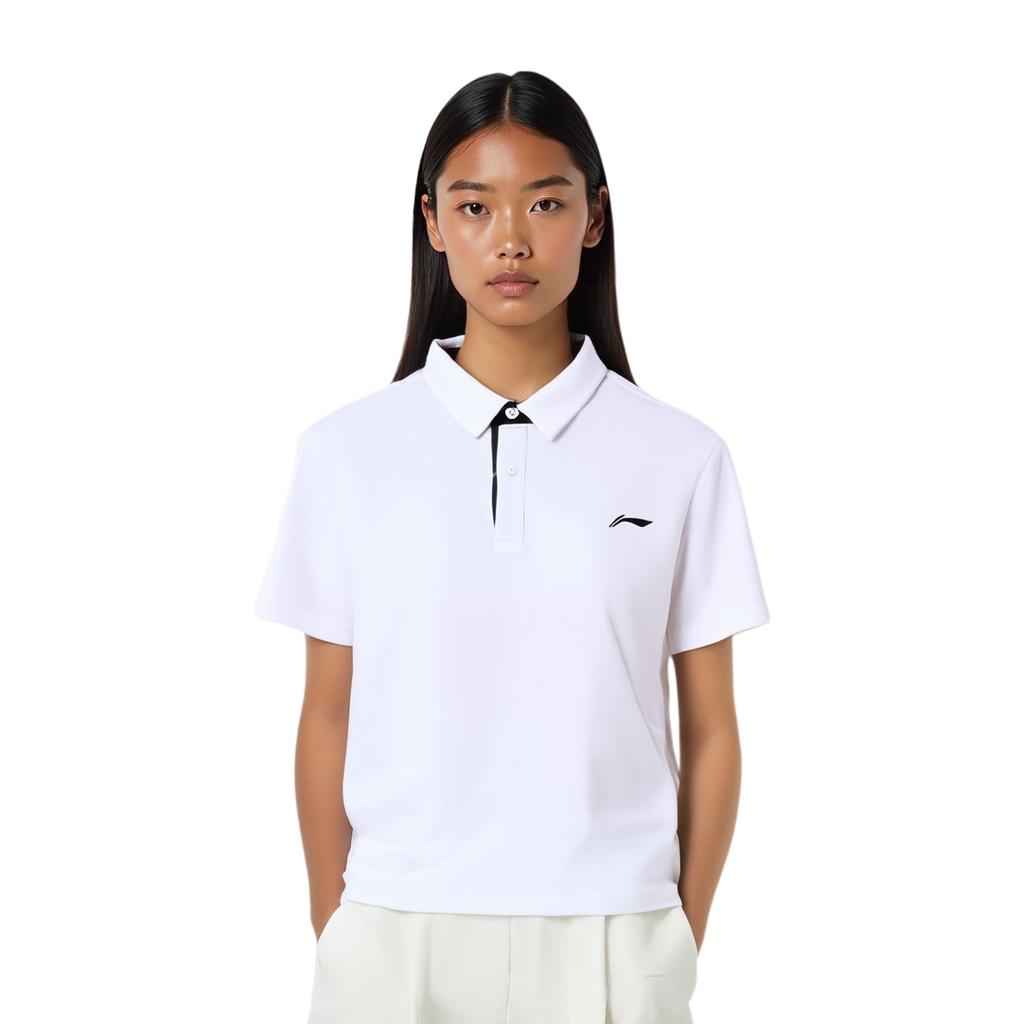 Li-Ning Letter Logo Casual Breathable Comfortable Sports Short Sleeve Polo Shirt Unisex Polo Shirts Standard-White APLU801-2