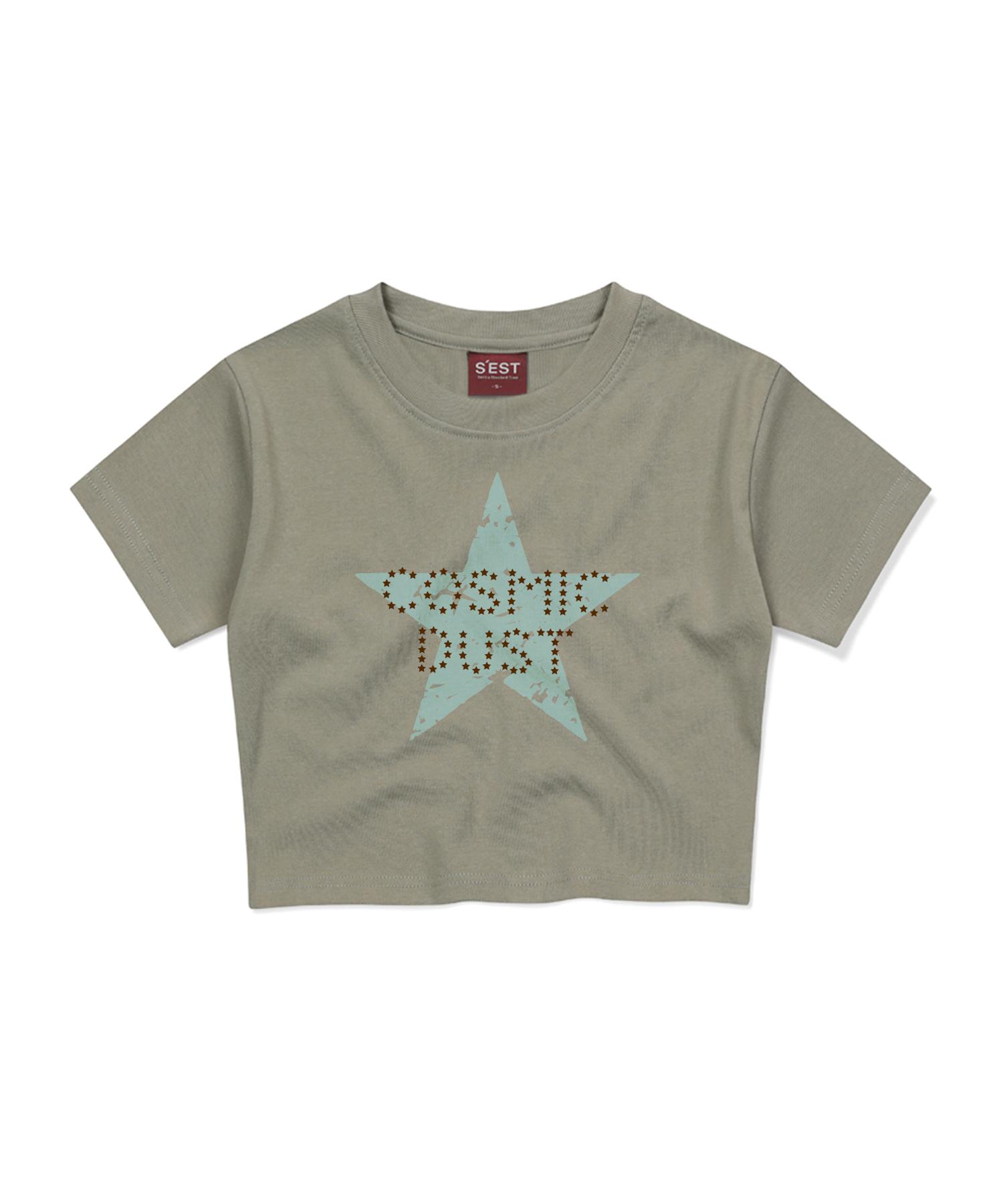 Siest Shining Dust Crop T-Shirts Khaki Free