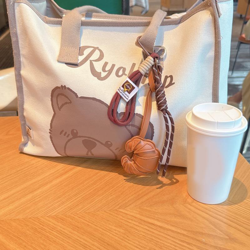Yogodlns 1PC Braided Rope Bag Pendant Cute Pendant Cute Croissant Ins Bag Pendant Fashion Hanging Charm