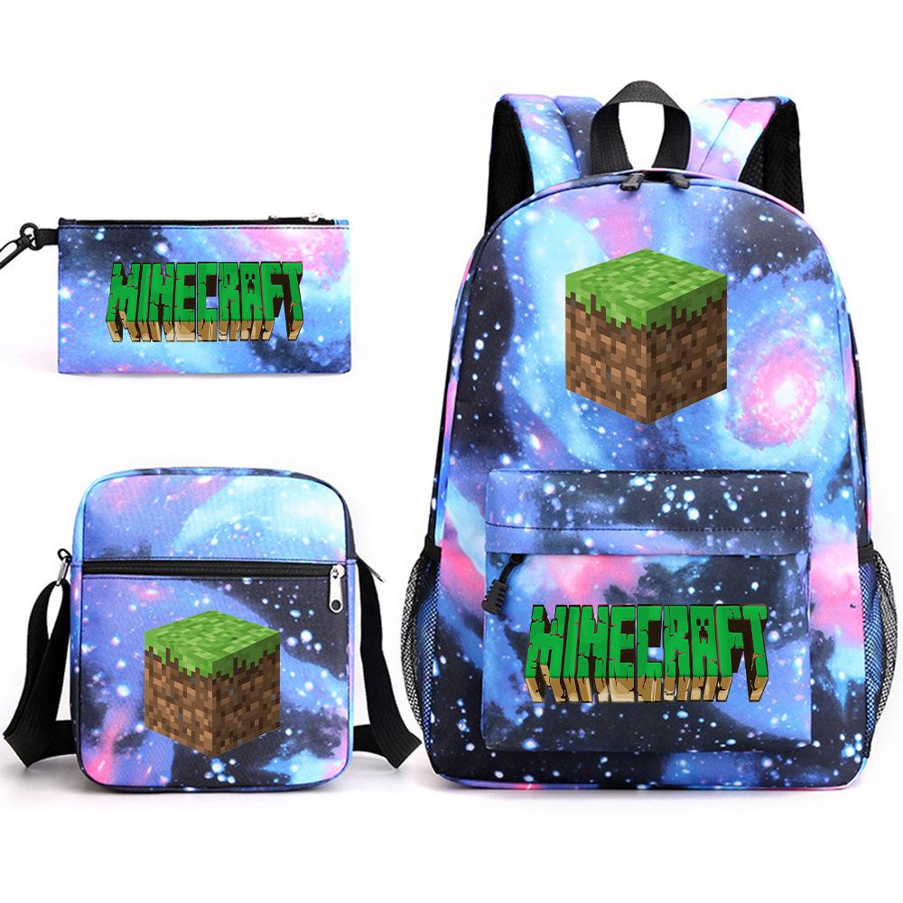 Minecraft Schooltas Game Merchandise Student Grote Capaciteit Print Drie Delige Schooltas Mannen En Vrouwen