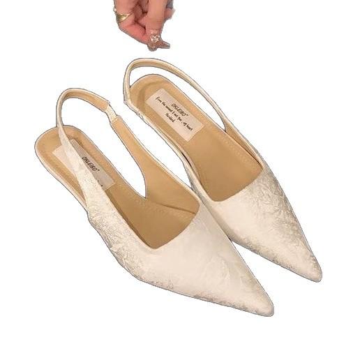 French Evening High-heeled Retro Pointed Sandals Women's Shoes Summer 2025 New Chinese Beautiful Bag Head Sandals