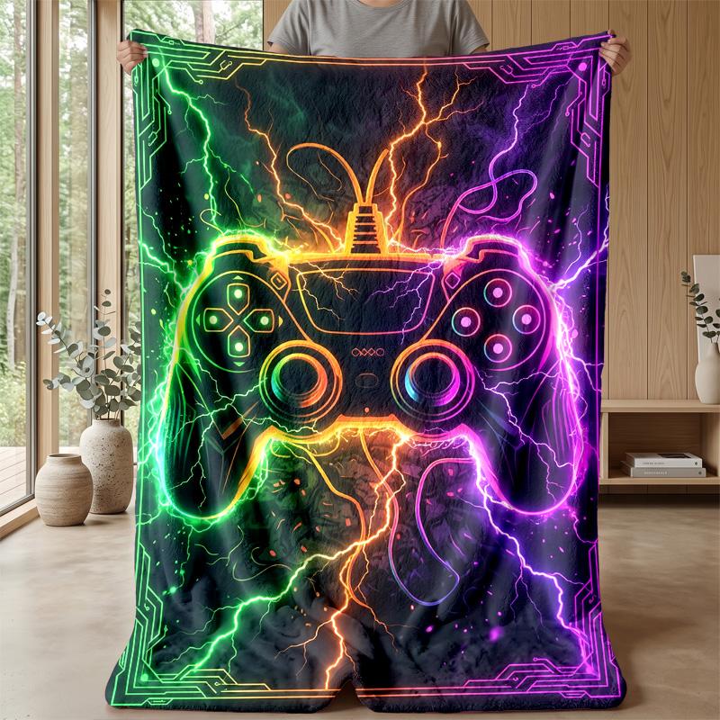 Neon Electric Game Controller Theme blanket Lightweight Warm Flannel Blanket Decorative Throw Blanket for Home Decoration
