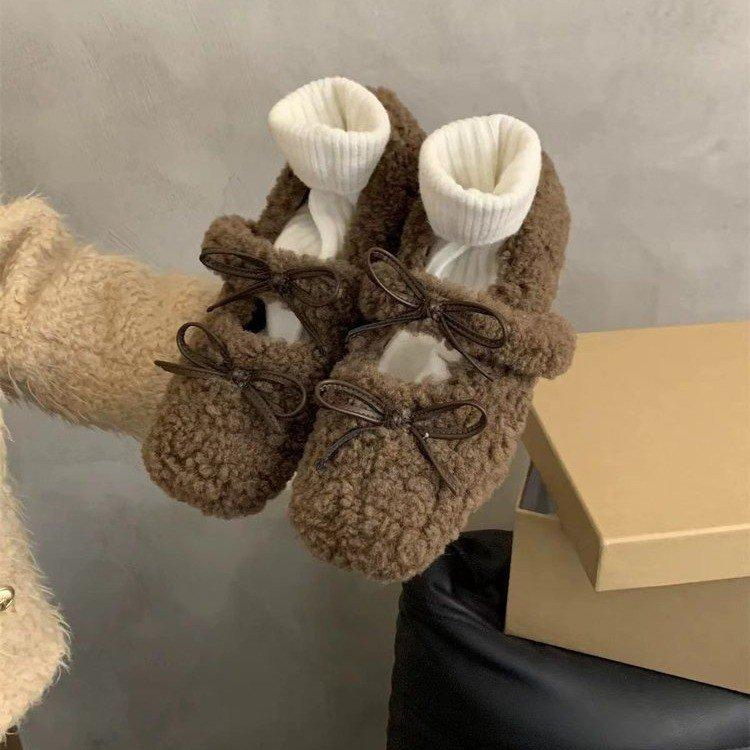 Inner heightening lamb wool shoes women's winter wear 2025 new Korean version fairy style gentle velvet Mary Jane single shoes