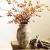Wabi-Sabi Style Unglazed Terracotta Vase with Floral Design for Retro Living Room or Dining Table Decor
