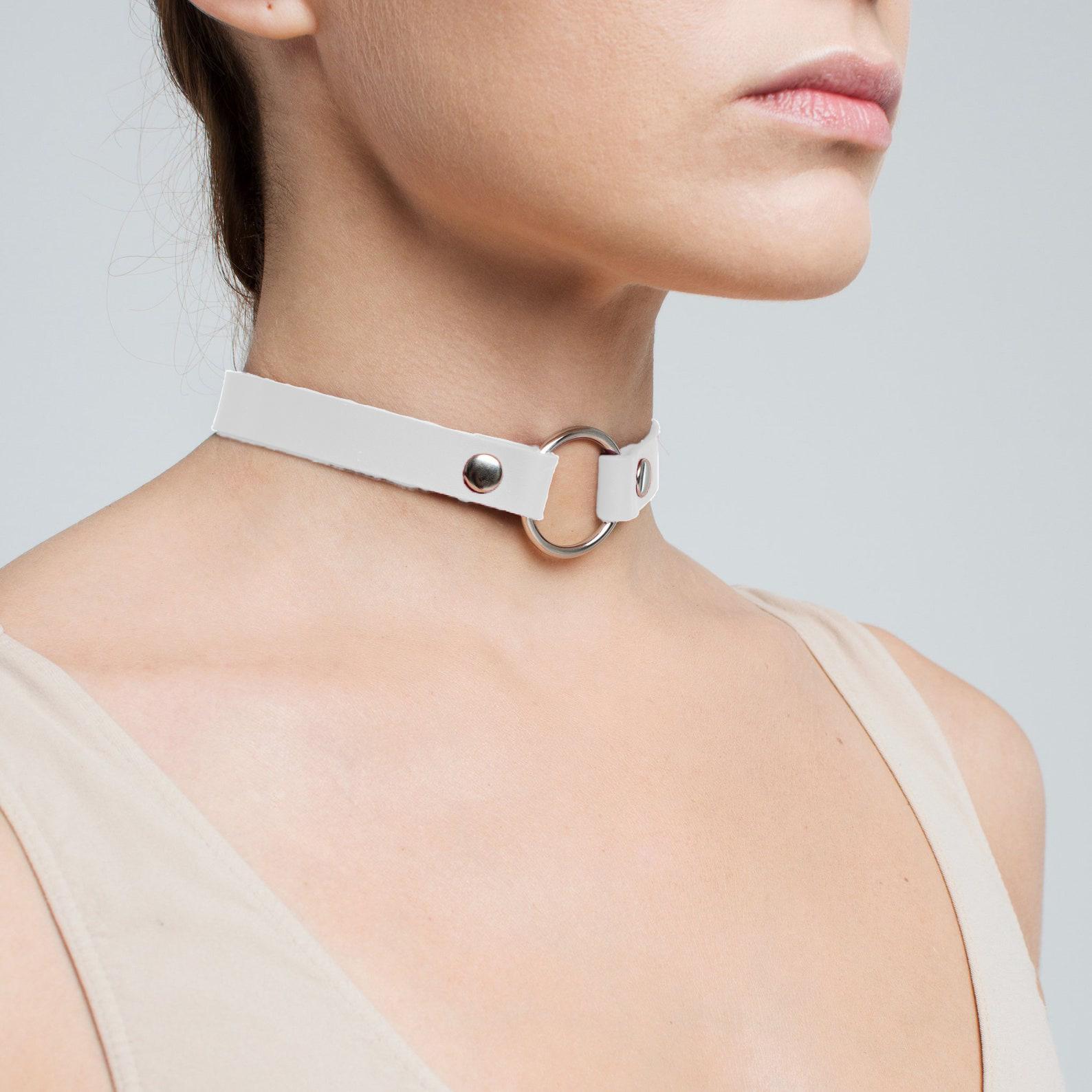 Gotische Kraag Voor Meisjes Leren Choker Ketting Goth Choker Punk Kettingen Dames Cosplay Sieraden beige