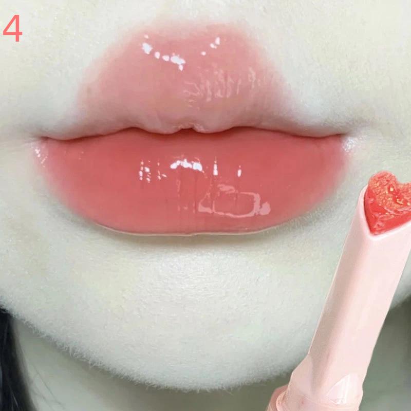Water-Light Lip Glaze Mirror Glitter Lip Tint Long Lasting Moisturising Love Heart Shape Solid Lipstick Pen Lips Makeup Cosmetic