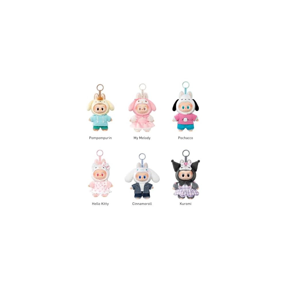 Pop Mart The Monsters Sanrio Characters Plush Pendant Assorted Box 6 Pieces Blind Box Figures Premium Toy