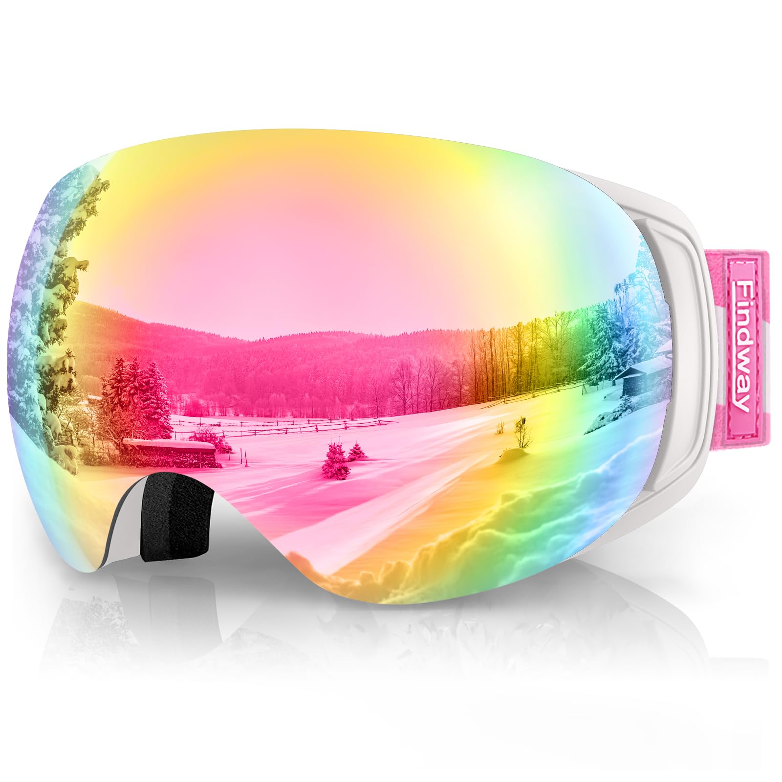 

Findway Ski Magnetic Snow Snowboard Glasses OTG Wide Field of Detachable Spherical Helmet UV Impact Sports Goggles for Winter and Other Outdoor Unisex