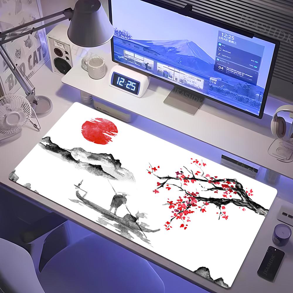 Table Computer Desk Accessories Cherry Blossoms Gamer Setup Decoration Gaming Pad Desktop Mat Wireless Mouse Ped White Mousepad