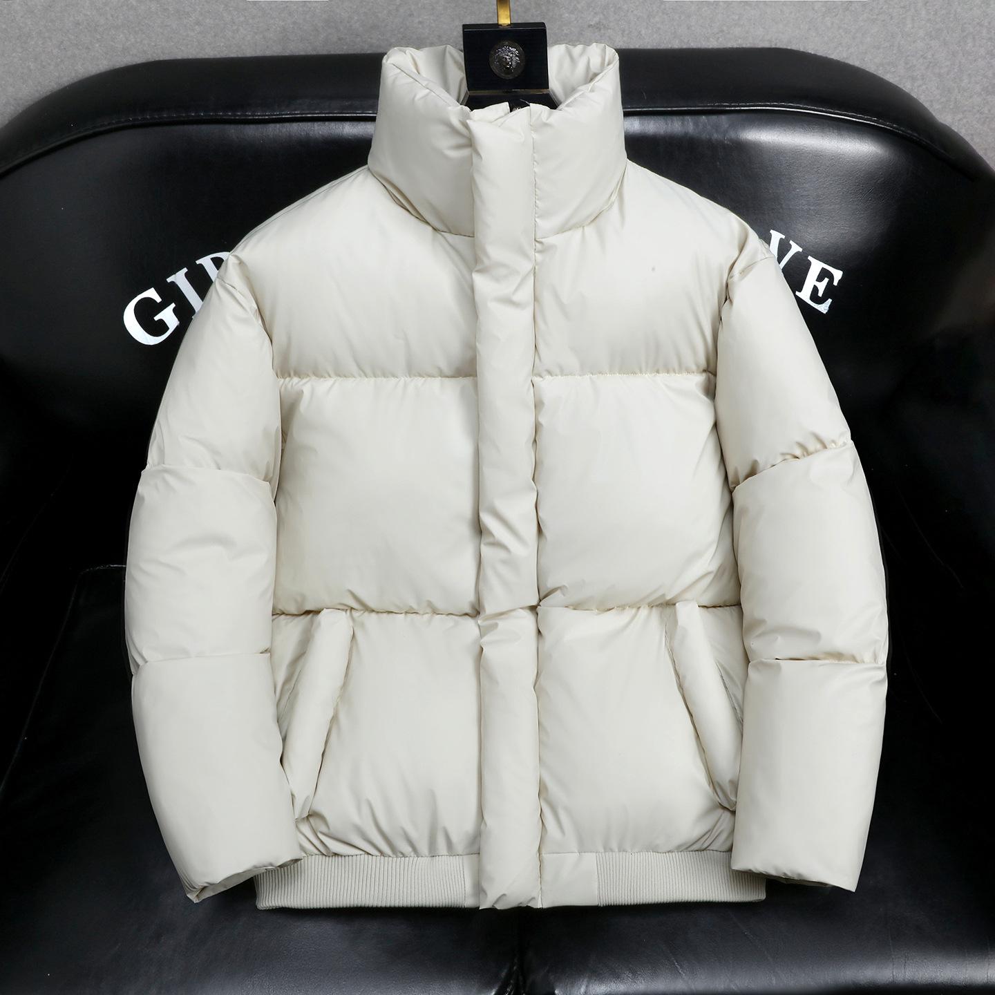 

Men s Winter PU Leather Stand Collar Thickening Loose Cotton Jacket M брудно-білий