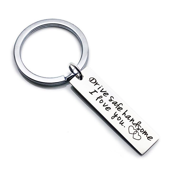 Drive Safe Stainless Steel Keychain Romantic Safety Reminder Stylish Car Key Pendant Practical Gift for Him