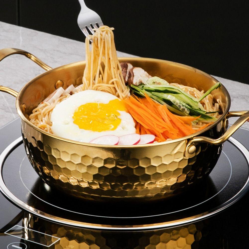 Stainless Steel Soup Pot Double Handle Milk Pot Hot Pot Korean Ramen Pot  Induction Cooker