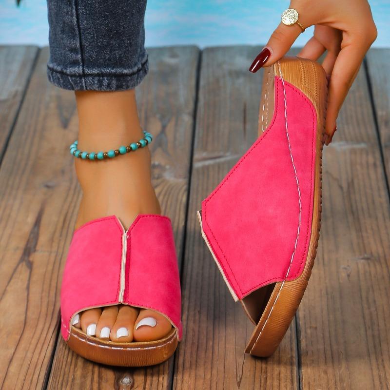 2024 Zehensandalen mit Keilabsatz für Damen Weiß Sommer-Mode Atmungsaktive Bequeme Sandalen Frau Schnalle Damen-Schuhwerk Frau Schuhe