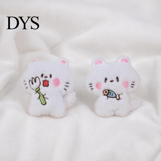 Handbags Decorative Accessory Holding Fish Cat Plush Pendant, Stuffed Fork White Kitten Keychain for Backpacks Purses Bag Charm
