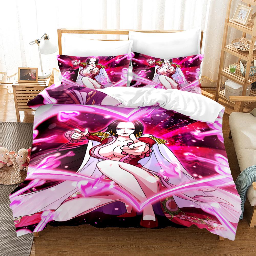 Cartoon Girl Bedding Set Home Quilt Cover Pillowcase Double Bed Full Size Bedspread Set Washable Zipper Comfortable Home Decoration