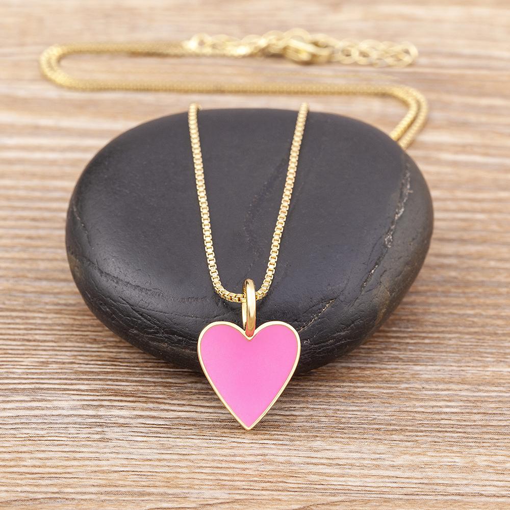 Nidin Romantic Heart Couple Necklace 5 Colors Simple Valentine's Day Sweater Chain Fine Friend Lovers Wedding Party Gift Jewelry
