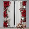 Flat Printing Curtain Christmas Poinsettia Elegance Digital Printed Polyester Drapes Festive Wall Decor Use Art Set Of 2 Made Washable
