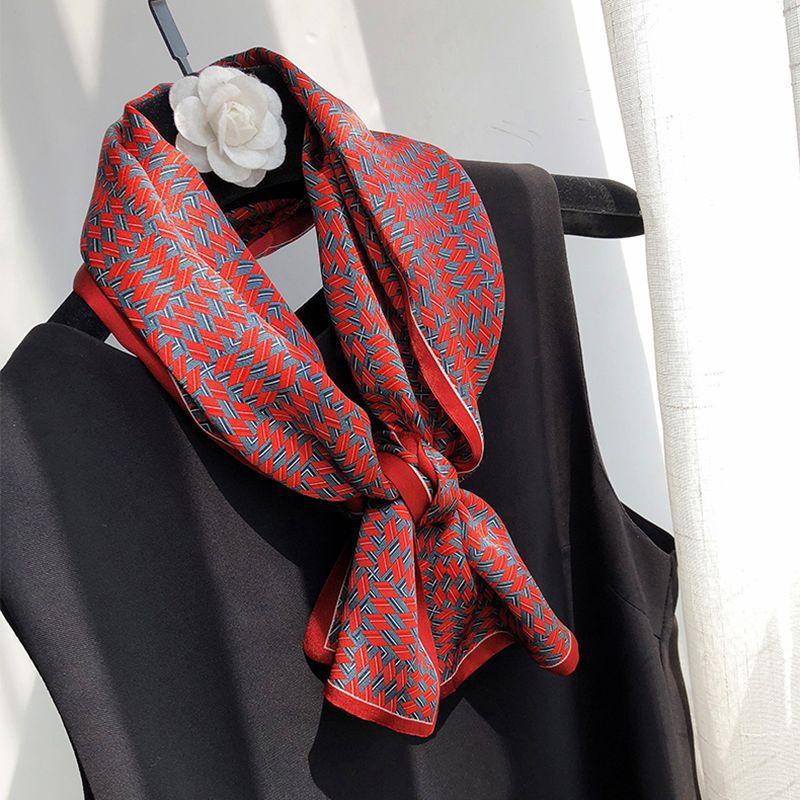 Charming Burgundy Mulberry Silk Scarf, Autumn And Winter Foreign Versatile Double-Sided Silk Scarf, Thin Streamer