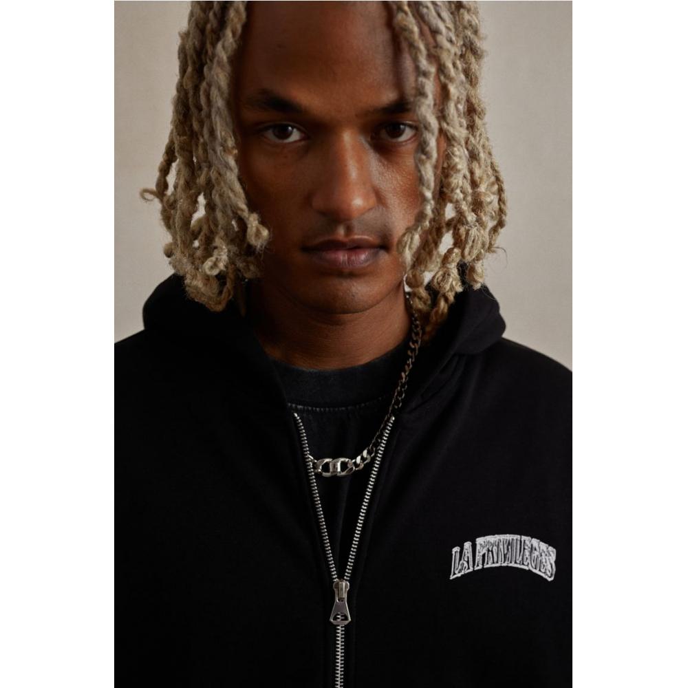 H M ReLaxed Fit Zip Up Hoodie BLack La Privileges