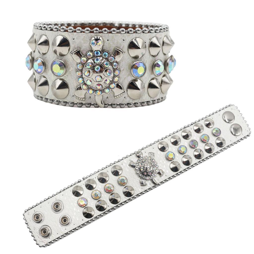 Amerikanisches Strassnietenarmband Armband Schildkröte Verziert Punk Goth Personalisierter Schmuck