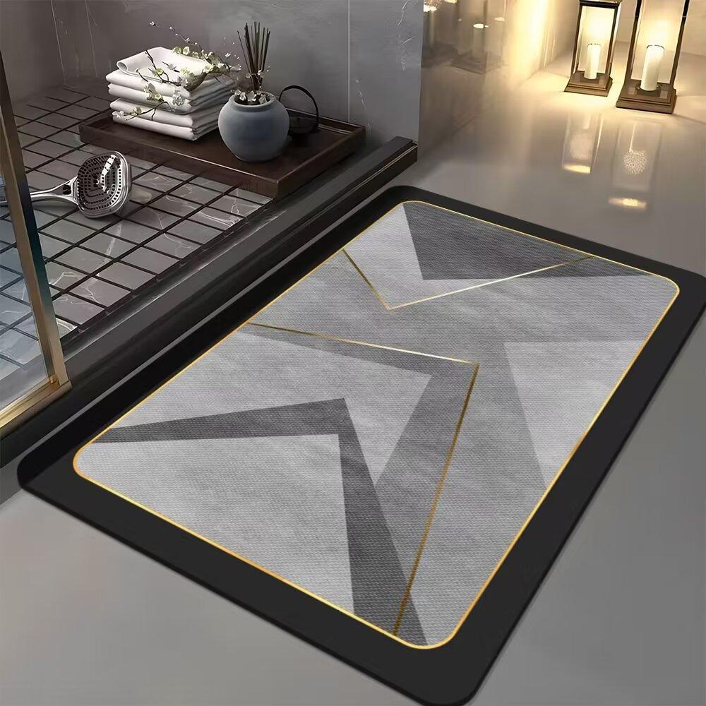 60*90cm Luxury Diatomite Bath Mat - Thick, Absorbent, and Quick-Drying, with A Non-Slip Rubber Base, Suitable for Bathroom Entrances and Entry Doors