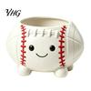 Creative Garden Ornament Rugby Ball Succulent Planter, Resin Small Flower Pot with Feet, Weatherproof Decor Cute Smiling Plant for Indoor Outdoor Home