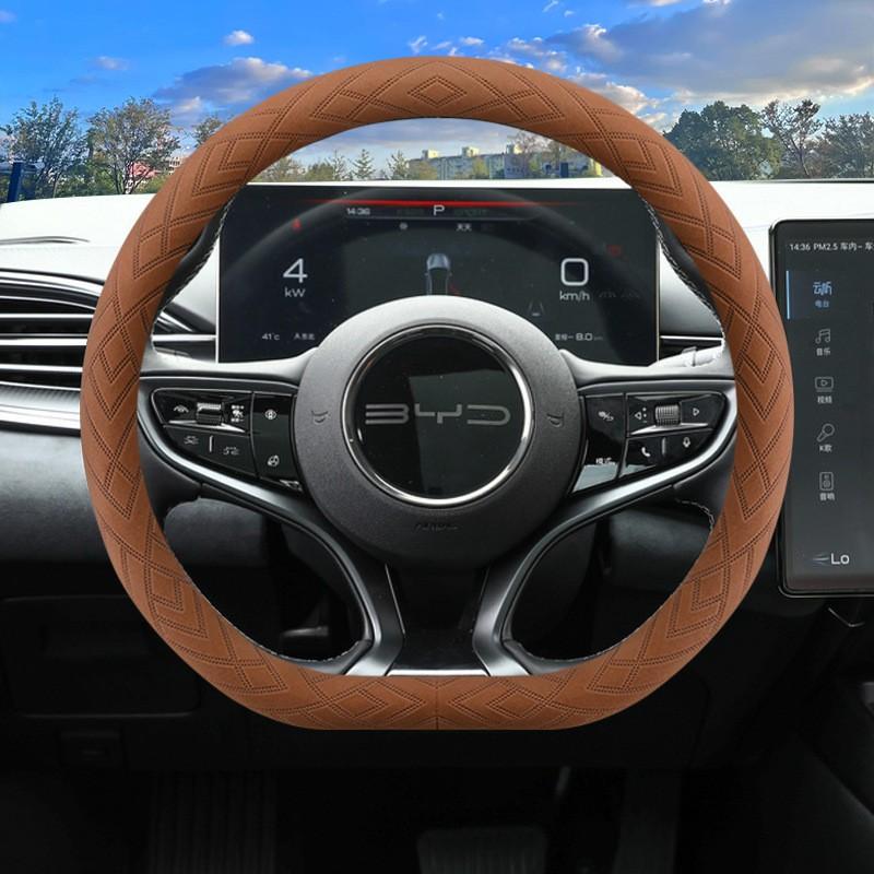 BYD Seal Champion Edition D-Type Steering Wheel Cover Suede Car Protector Winter Sport Style