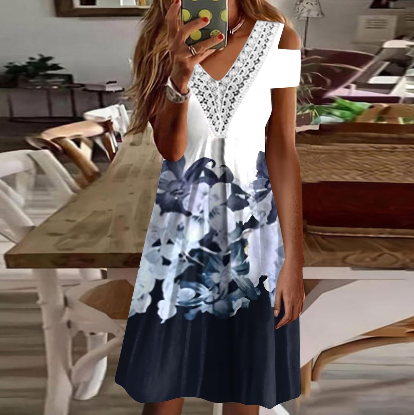 Женское кружевное платье с короткими рукавами из искусственного хлопка с принтом XXXL — фото 6