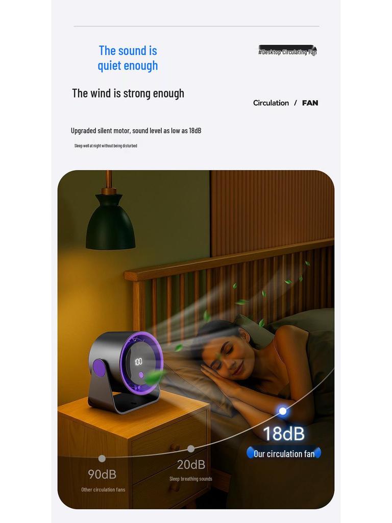 USB Rechargeable High-Speed Desktop Fan for Home & Office