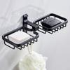 Punch-Free Wall-Mounted Black Aluminum Soap Dish Holder