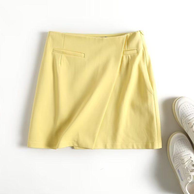 

MD Women clothes Spanish New Design Sense Fashion Sexy Slimming Sheath Mini Short dress A Word Skirt for Women Yellow L