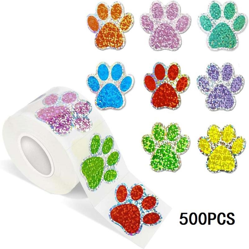 

500 наклеек/рулон, 2,5 см, рулонная упаковка, самоклеящиеся, отпечаток лапы домашней собаки, наклейка, украшение для диаграммы, самоклеящаяся наклейка, этикетка Pack of 1