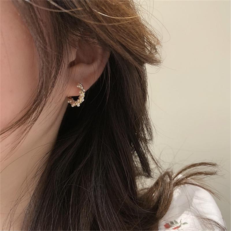 925 Sterling Silver Korean Light Luxury Pearl Hoop Earrings for Women Temperament Wedding Party Jewelry Accessories