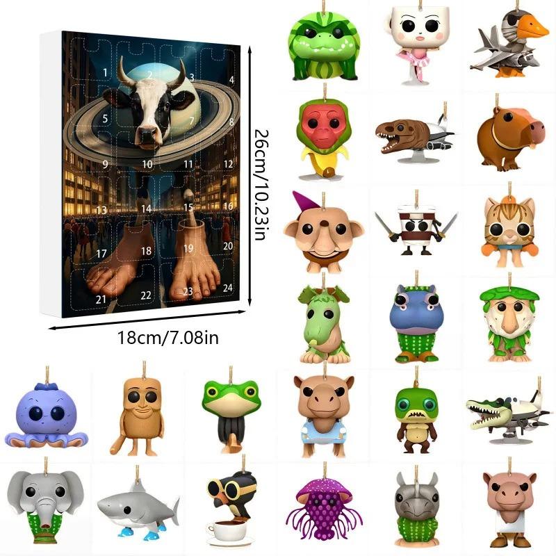 24 Day Tung Sahur Advent Calendar,2D Flat Acrylic Tralalero Tralala Tung Sahur Figure Countdown Calendar Collection Decoration Gifts