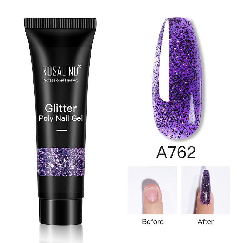ROSALIND 15ml Γυαλιστερό Poly Nail Gel 6 χρωμάτων Quick Builder Extension UV λάμπα