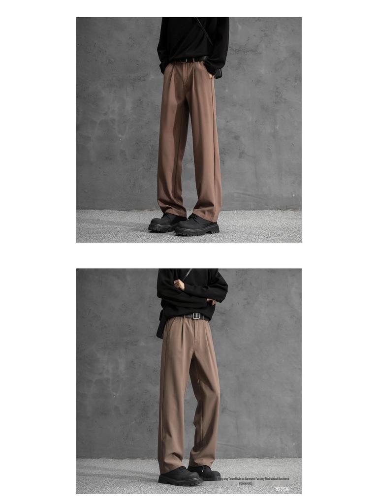 Men’s High-Waisted Black Loose-Fit Straight-Leg Dress Pants – New Autumn Casual.