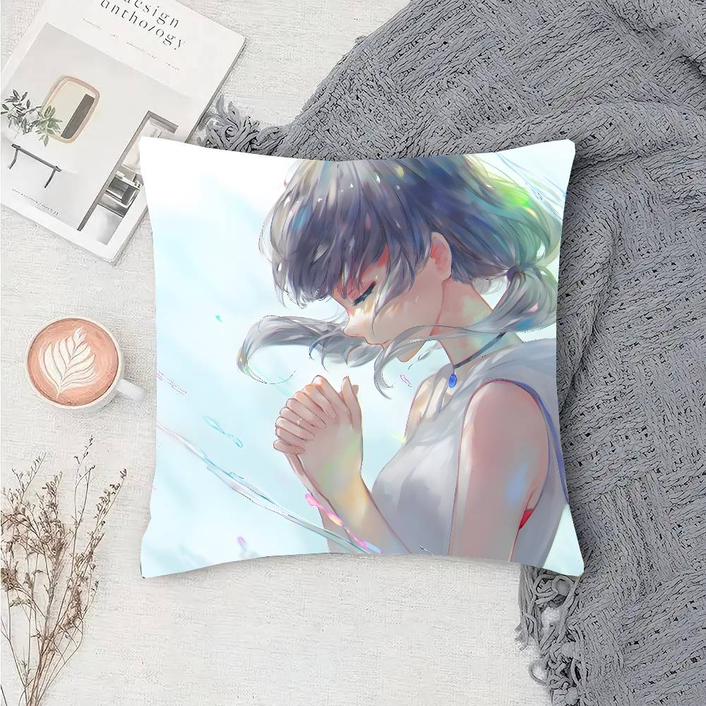 Amano Hina Animation WWeathering With You Pillow Case Fashion Square Pillowcase Bedroom Sofa Room Ins Decoration Leisure