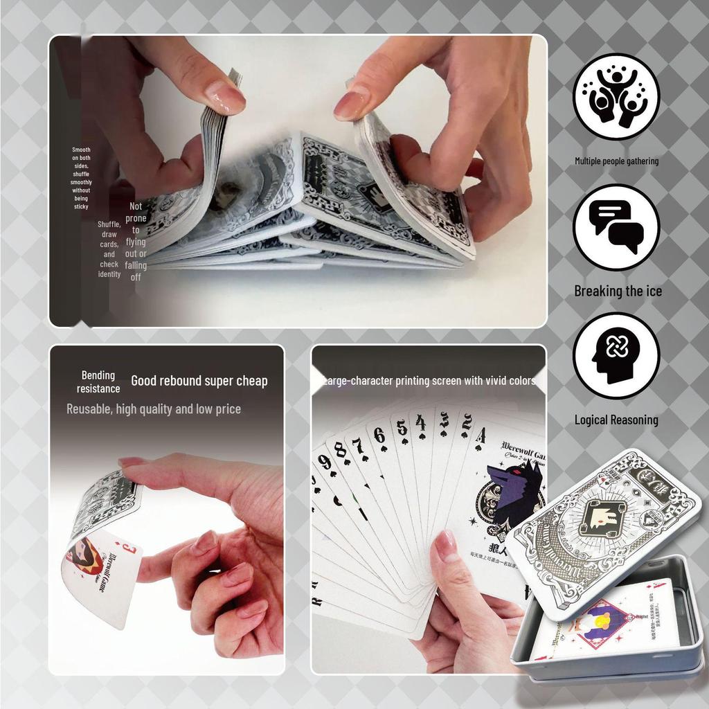 Werewolf Poker Cards Deluxe Tin: 2-in-1 Classic Board Game for 2-12 Players