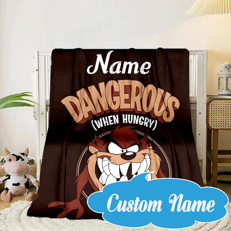 Custom Name Troublemaker Taz Devil Blanket bed sofa Blanket Flannel Blanket for Camping, Hiking, Picnic Essentials,gift for Fan family