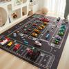 Cartoon Car Traffic Crystal Pile Carpet Children's Room Climbing Mat Home Non-Slip and Dirt Resistant Living Room Mat