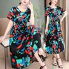 Elegant Long Dresses Women Summer Casual Short Sleeve Vintage Dress Korean Style O-Neck Female Clothing