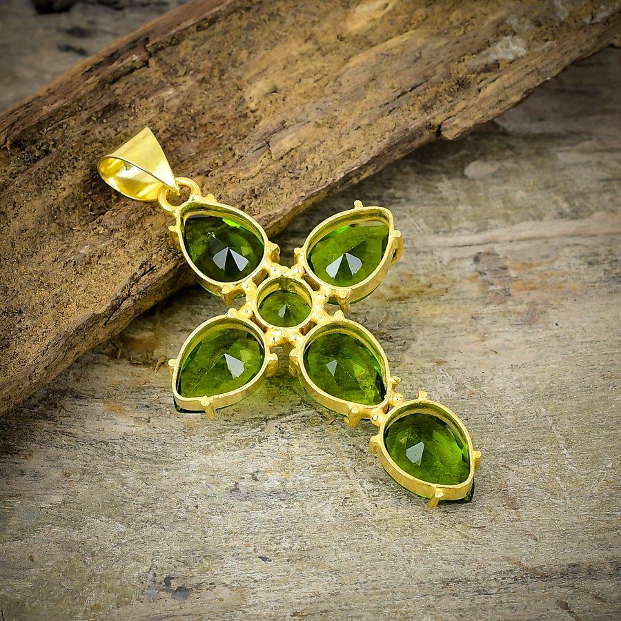 Peridot Gemstone Handmade 925 Sterling Silver Jewelry Pendant 2.44" M-206