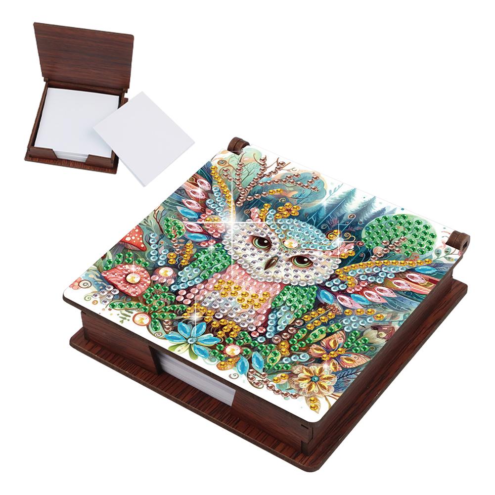 Animals Gem Painting Memo Pad Holder Mosaic Kit Contains 160 Sheets of Paper Rhinestones Post It Dispenser for Adults Beginners