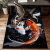 Crystal Velvet Two Different Color Koi Print Carpet for Bedroom, Living Room, Home Decor, Non-Slip Mat, Bedside Rug, Off