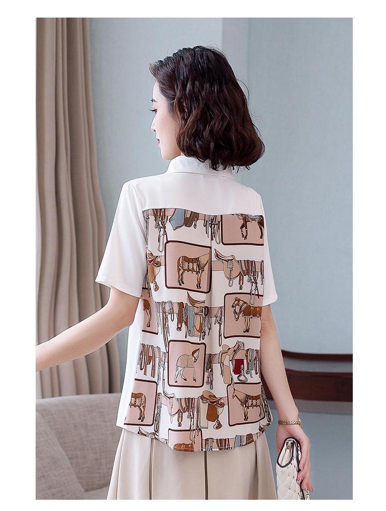 Women's Short Sleeve Chiffon Cardigan - New Summer Korean Print, Fashionable, Loose, Versatile Western Style Top.