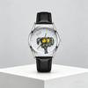 Scribbled Puppy Cartoon Quartz Watch Pointer Display Leather Band for Children Junior High School Students Unisex Student Watch
