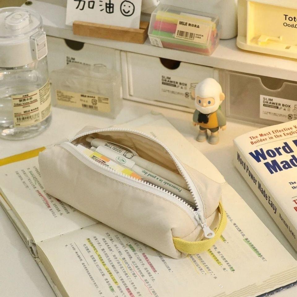 

Пенал в японском стиле Ins, вместительный, высококачественный, водонепроницаемый и устойчивый к грязи пенал для студентов бежевый