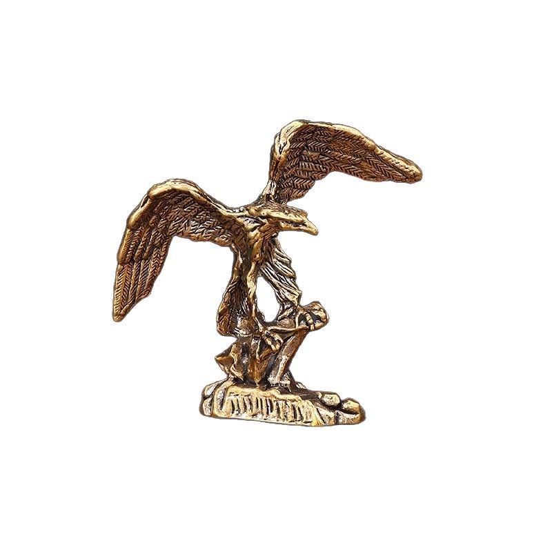 Vintage Bronze Eagle Figurine: Brass Ornament for Living Room or Office