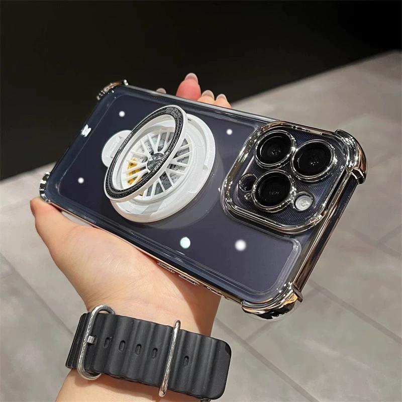 Luxury Plating Fidget Spinner Stand Holder For iPhone 15 14 Plus 13 12 11 Pro Max For Magsafe Wireless Charge Magnetic Cover